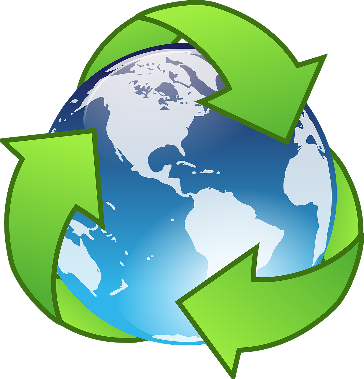 recycling arrows circling earth, embracing Eco Friendly Office Cleaning