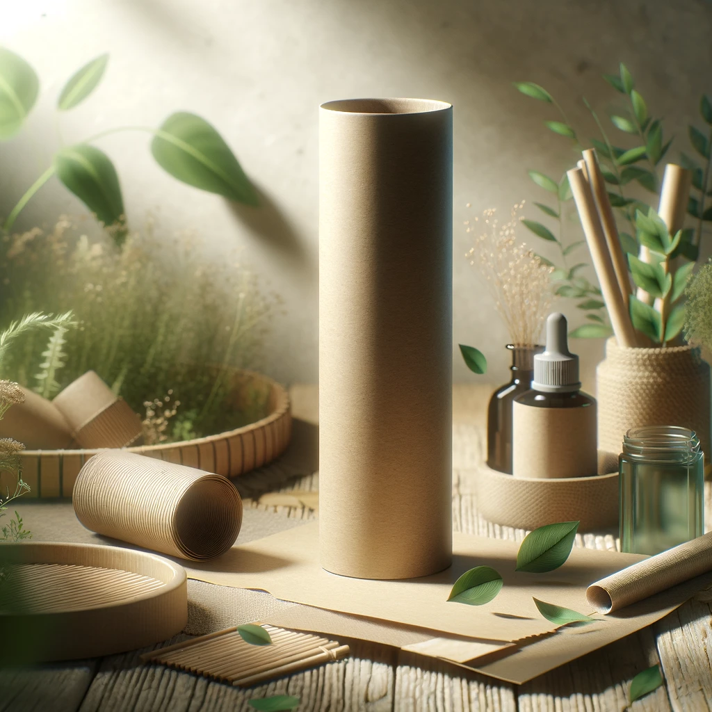 eco friendly paper tube packaging sitting on table