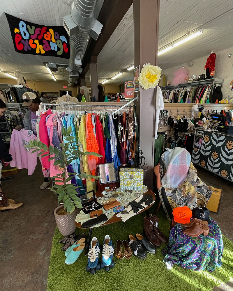 thrift store filled with various items, including clothes, shoes, and other items. Embracing the best thrift stores in San Francisco. 