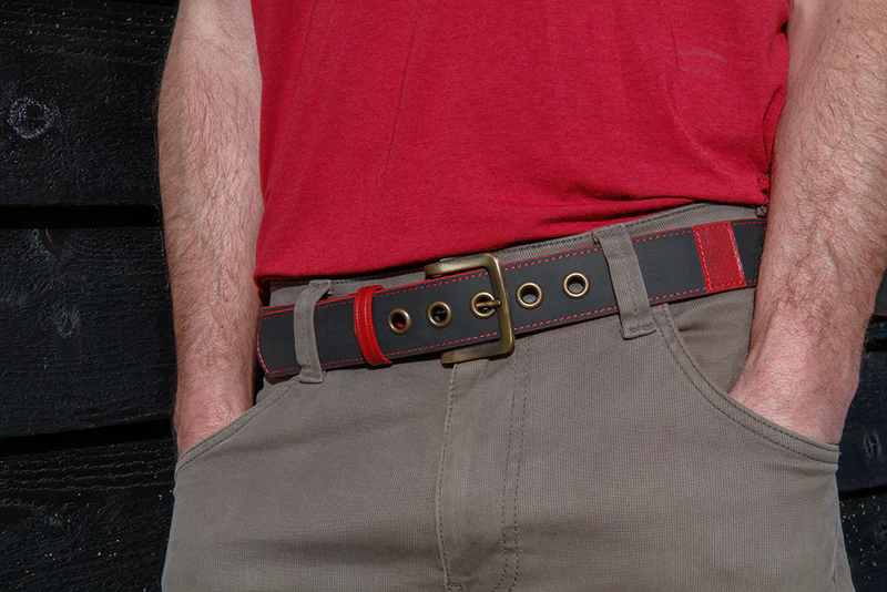 individual wearing an eco friendly belt