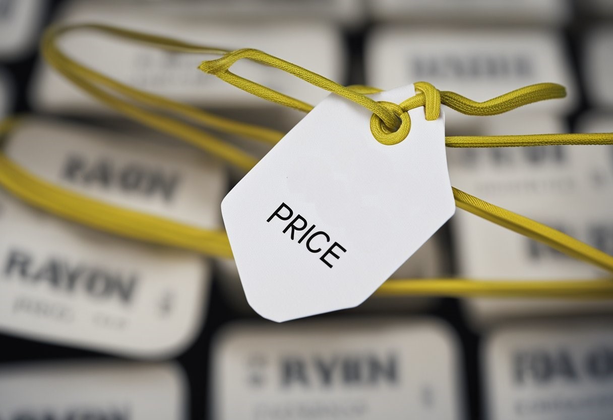A price tag with hanging from a string.