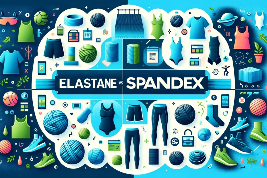 Numerous clothing items and other materials made of elastane and spandex
